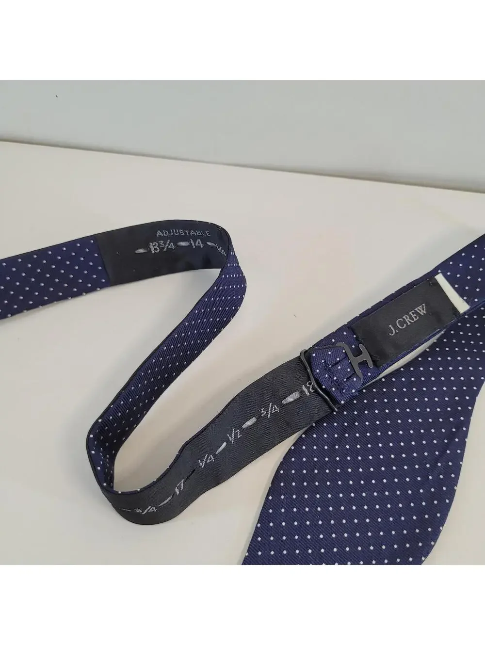 J.Crew Self-Tie Bow Tie Navy Blue White Polka Dot Adjustable Freestyle Men's